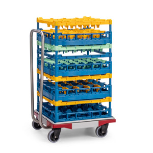 Trolley voor manden met duwstang Trolley voor manden met duwstang